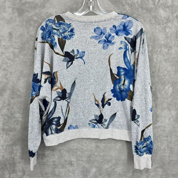 Zyia Active Cropped Sweater M Athletic Grey Blue Brown Floral Boxy Dolman Sleeve - Picture 7 of 9